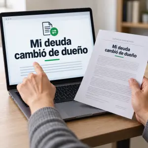 Contrato de cesión de deuda entre empresas de recobro y ficheros de morosos sobre la mesa de un despacho