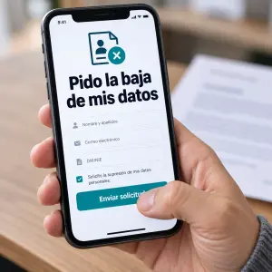 Persona reclamando la baja de sus datos frente a empresas de recobro y ficheros de morosos
