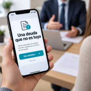 Abogado explicando a un cliente los casos típicos de inclusión en un fichero de morosos