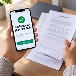 Persona preparando en casa los papeles para reclamar a la AEPD por un fichero de morosos